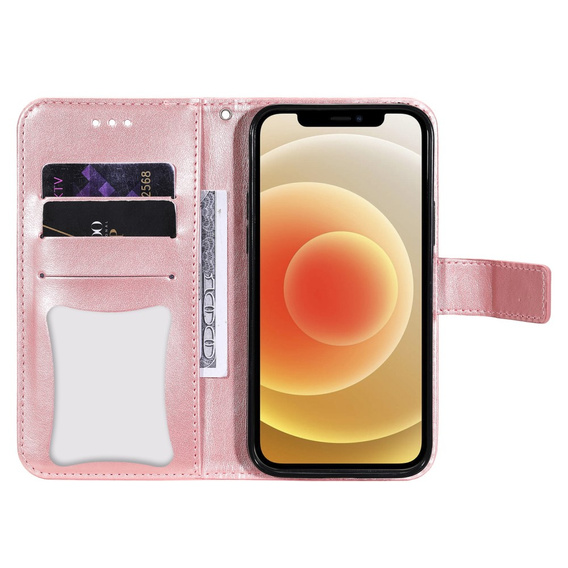 Klopové pouzdro pro Samsung Galaxy S21 FE, Mandala, růžové rose gold