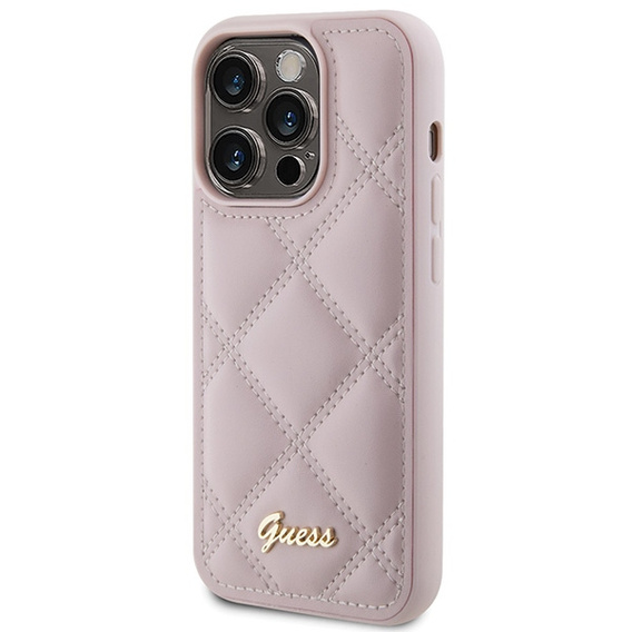Pouzdro Guess Quilted Metal Logo pro iPhone 15 Pro