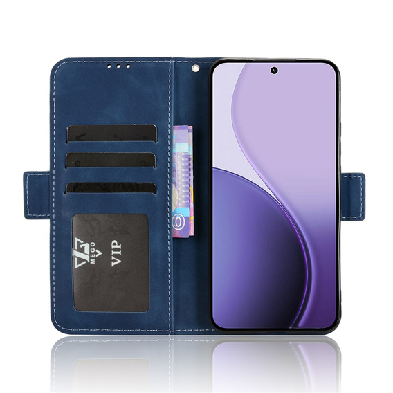 Klopové pouzdro pro Oppo Reno 14, slot na karty, peněženka, tmavě modré