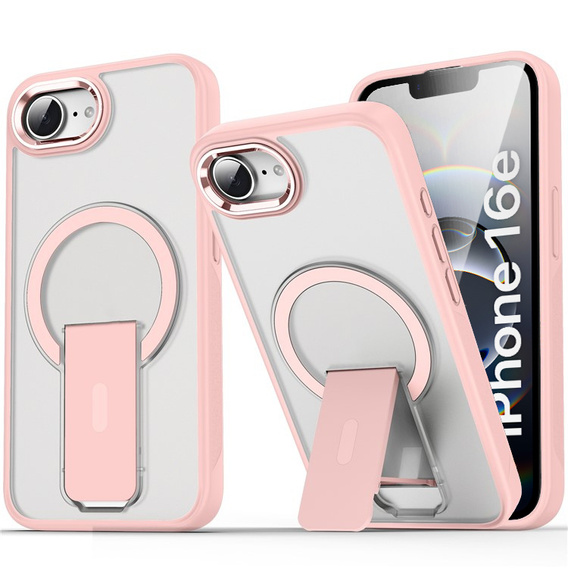 Pouzdro pro Iphone 16E, matný stojánek, pro MagSafe, růžové