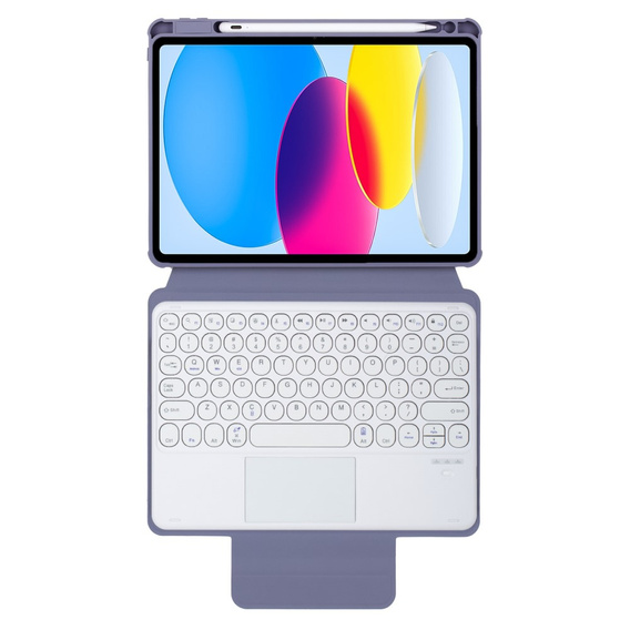 Pouzdro s klávesnicí pro iPad 11" 2025 A16 (11 gen.) / iPad 10.9" 2022 (10 gen.), Rotary 360° Leather, fialové