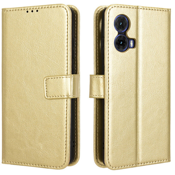 Klopové pouzdro pro Motorola Moto G85, Crazy Horse Wallet, zlaté