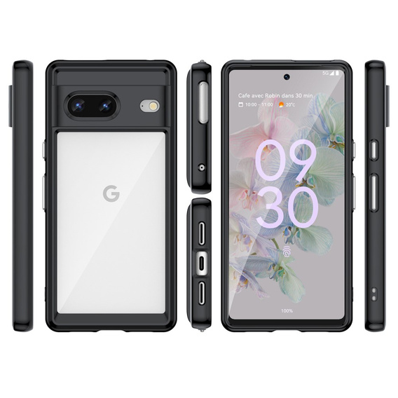 Pouzdro pro Google Pixel 7 5G, Fusion Hybrid, s ochranou fotoaparátu, transparentní / černé