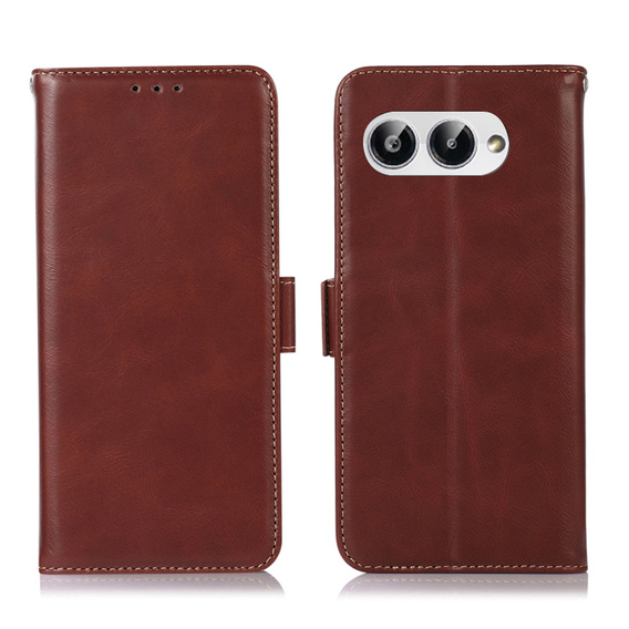 Klopové pouzdro pro T Phone 3 5G, Crazy Horse Wallet, hnědé