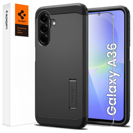 Pouzdro Spigen pro Samsung Galaxy A36 5G, Tough Armor Mag MagSafe, černé + 9H tvrzené sklo