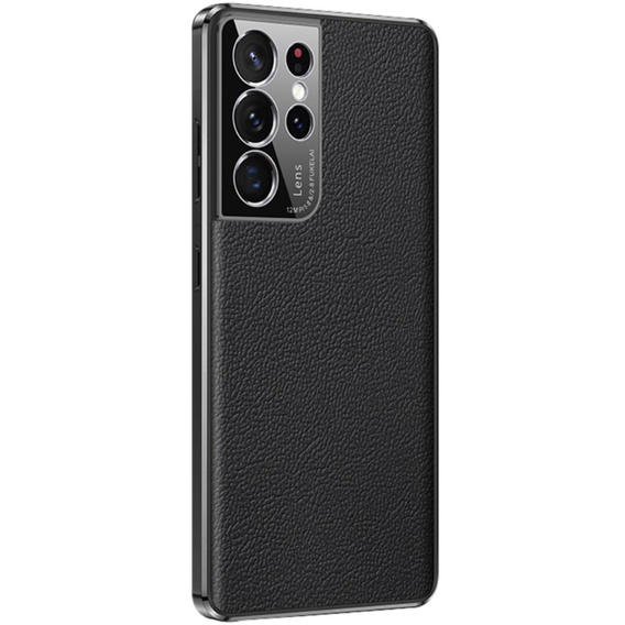 Pouzdro pro Samsung Galaxy S23 Ultra, Cowhide Leather, černé