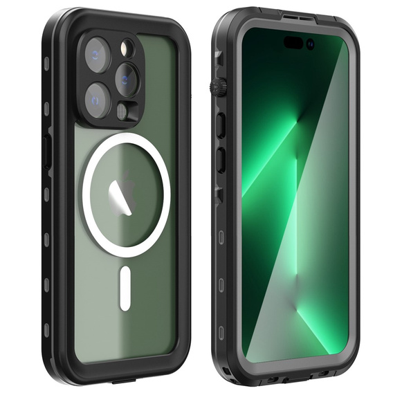 Vodotěsné pouzdro pro iPhone 14 Pro Max, Redpepper, pro MagSafe, černé