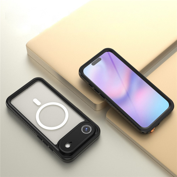 Redpepper pouzdro pro iPhone Air, vodotěsné, IP68, pro MagSafe, průhledné s černými boky