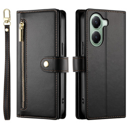 Klopové pouzdro pro Xiaomi Poco X7 Pro 5G, Wallet Zipper Pocket, černé
