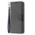 Klopové pouzdro pro Samsung Galaxy A25 5G, Wallet Litchi Leather, černé + 9H sklo 