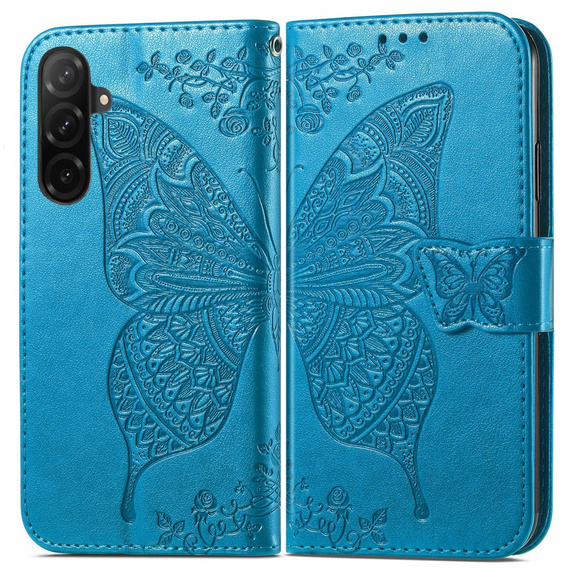 Klopové pouzdro pro Samsung Galaxy A26, Butterfly, modré