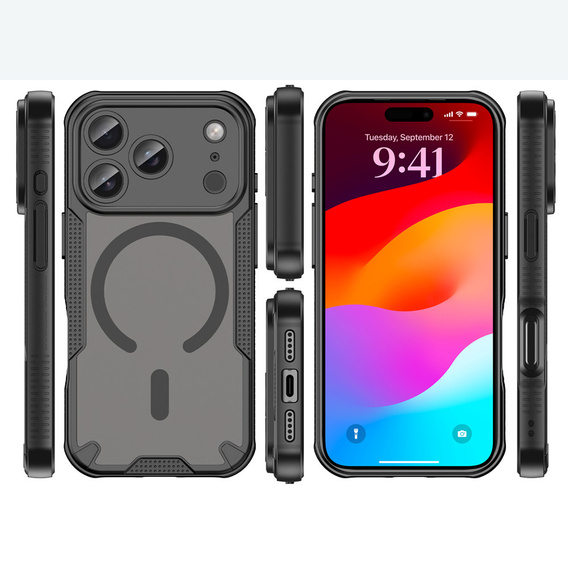 Pouzdro pro iPhone 17 Pro Max, pro MagSafe, pancéřované, černé