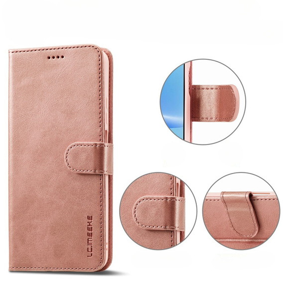 Klopové pouzdro pro Oppo A17, LC.IMEEKE, růžové rose gold