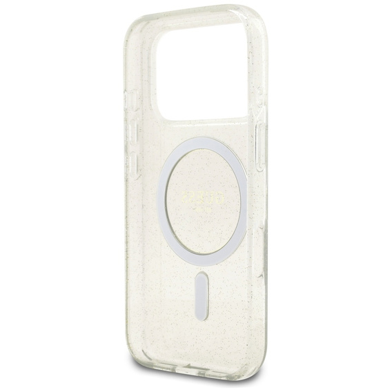 Pouzdro Guess IML Glitter Pearl Strap MagSafe pro iPhone 17 Pro Max