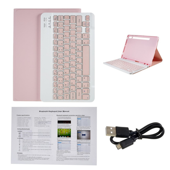 Pouzdro + klávesnice Samsung Galaxy Tab S7 T870/T875 / S8, Pen Slot, růžové rose gold