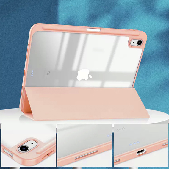 Pouzdro pro iPad 10.9 2022 10 Gen, Smartcase Hybrid, se slotem na stylus, růžové