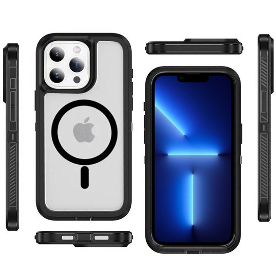 Pouzdro s rámečkem pro iPhone 13 Pro, pro MagSafe, transparentní / černé