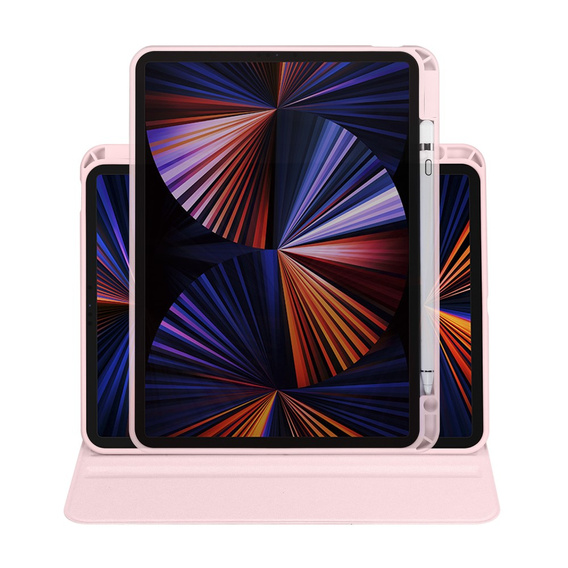 Pouzdro pro iPad Pro 11" 2022/2021/2020 (4/3/2 gen.), s prostorem pro stylus, otočné o 360°, růžové
