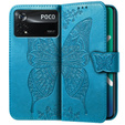 Klopové pouzdro pro Xiaomi Poco X4 Pro 5G, Butterfly, modré