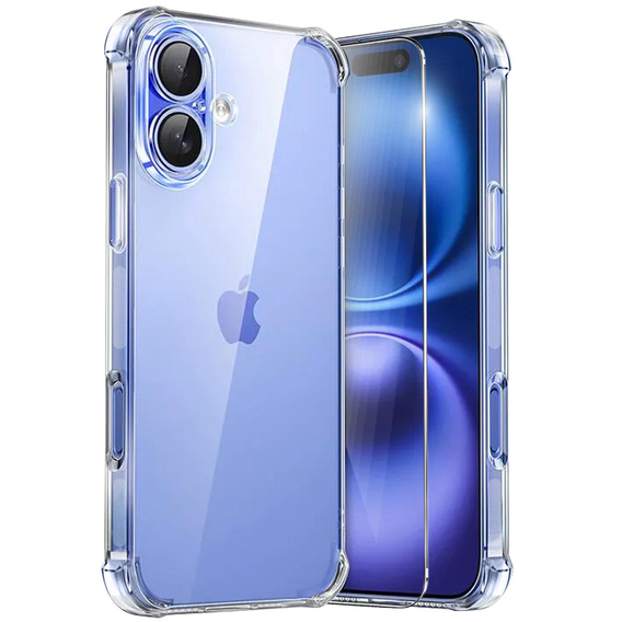 Pouzdro pro iPhone 16, Erbord Dropproof, průhledné + sklo