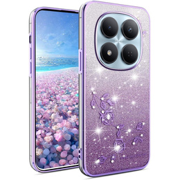 Pouzdro s glitry Glitter Flower pro Xiaomi Redmi Note 15 Pro 5G