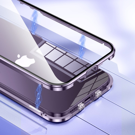 Pouzdro pro iPhone 15, Magnetic Dual Glass, fialové