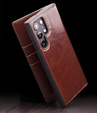 Flipové pouzdro pro Samsung Galaxy S25 Ultra, QIALINO Leather Wallet, tmavě hnědá