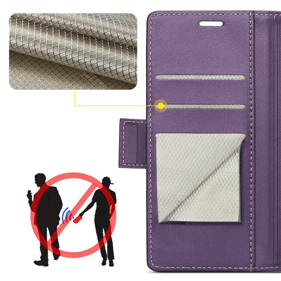 Pouzdro pro Oppo Reno 11F, ERBORD Glossy Litchi, flipová peněženka, fialové