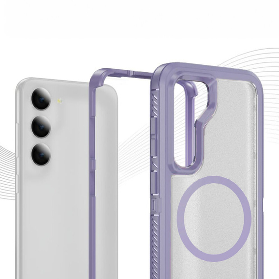 Pouzdro s rámečkem pro Samsung Galaxy S23 FE, pro MagSafe, transparentní / fialové