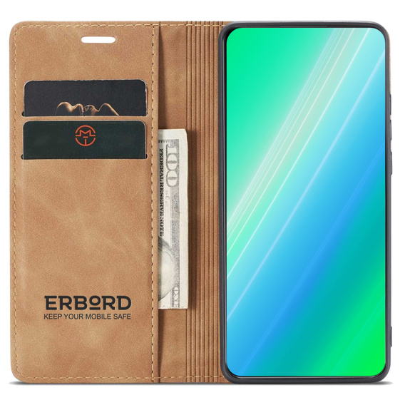 Pouzdro pro Samsung Galaxy A54, ERBORD Vintage peněženka s klopou, hnědé