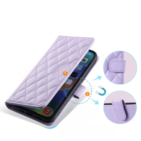 Pouzdro s klopou pro Samsung Galaxy S20 FE, Rhombus Crossbody Leather, fialové
