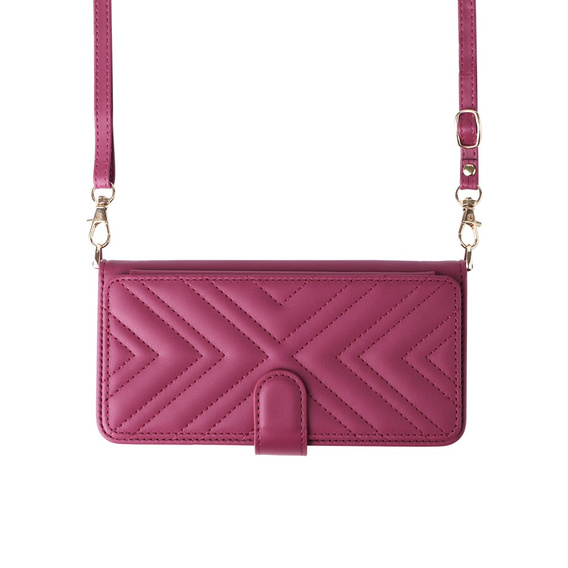 Flipové pouzdro pro Realme 14 Pro+ 5G, Crossbody Leather Wallet, tmavě růžová