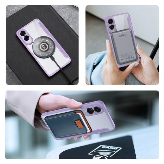Pouzdro Dux Ducis pro Samsung Galaxy S25 Edge, Skin X Pro, MagSafe, fialové