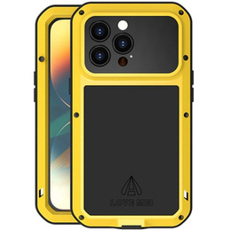 Pouzdro Love Mei pro iPhone 14 Pro, armored with glass, žluté