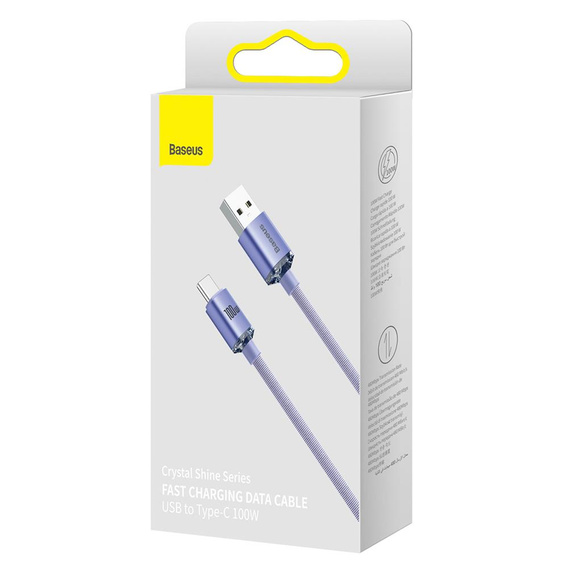 Kabel USB-A – USB-C 2 m 100 W Baseus Crystal Shine