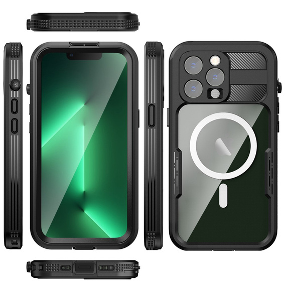 Vodotěsné pouzdro IP68 pro iPhone 14 Pro, pro MagSafe, černé