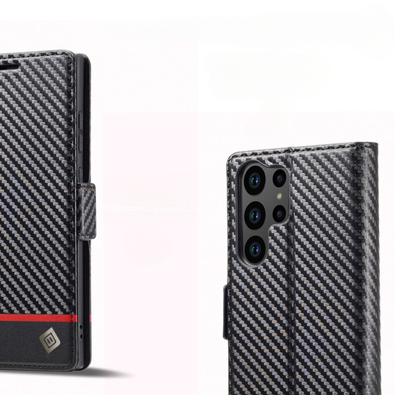 Klopové pouzdro pro Samsung Galaxy S23 Ultra, Carbon LC.IMEEKE, černé