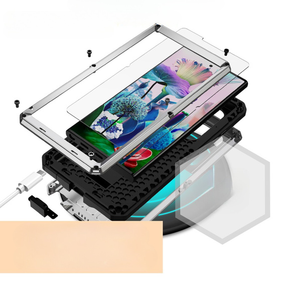 Pancéřové pouzdro pro Samsung Galaxy S23 Ultra, R-JUST CamShield Slide, stříbrné