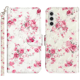 Klopové pouzdro pro Samsung Galaxy A35 5G, Wallet, Roses bílé