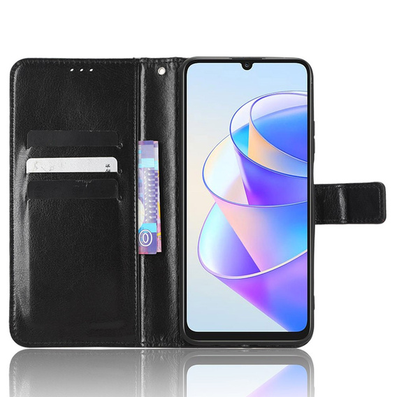 Klopové pouzdro pro Honor X7a 5G, Crazy Horse Wallet, černé