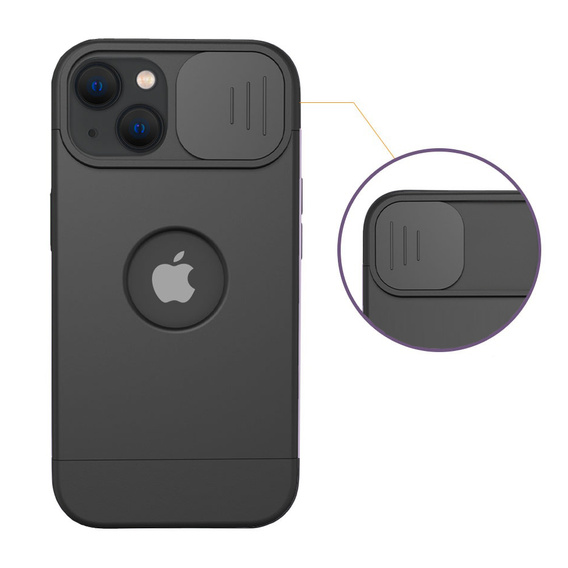 Pouzdro ERBORD MagSafe Cam Slider, černé + sklo na displej pro iPhone 13 / iPhone 14