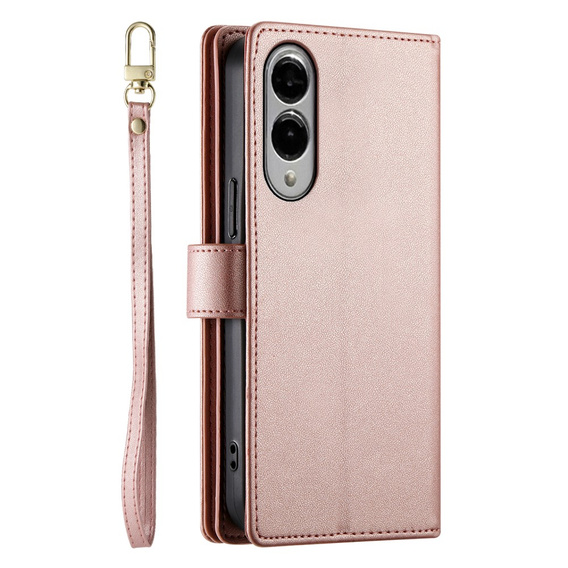 Klopové pouzdro pro Samsung Galaxy S25 Edge, Wallet Zipper Pocket, růžové