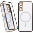 Magnetické pouzdro Dual Glass MagSafe pro Samsung Galaxy S22, zlaté