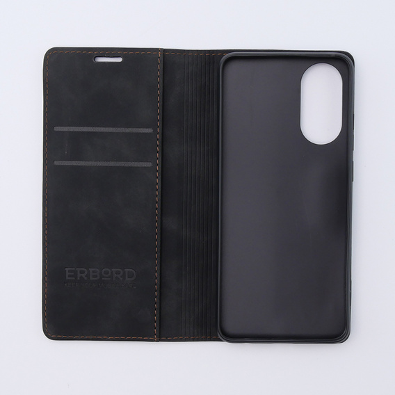 Pouzdro pro Oppo A78 4G, ERBORD Vintage peněženka s klopou, černé