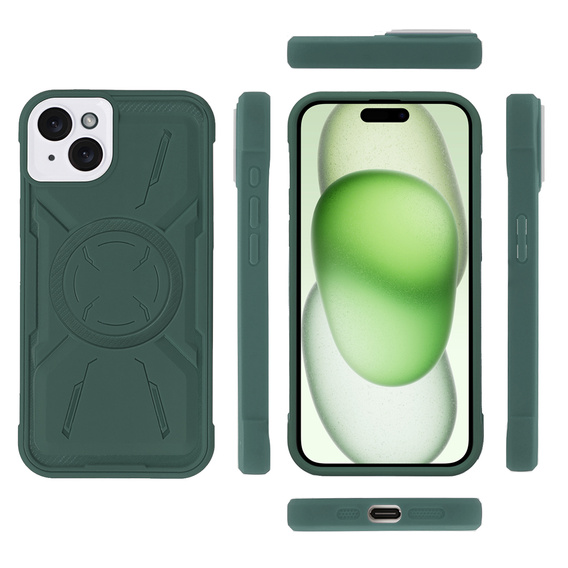 Pouzdro pro iPhone 15 Plus, ERBORD Armor Mag, zelené