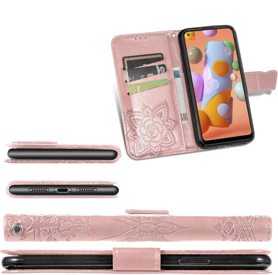Klopové pouzdro pro Oppo A40 / Oppo A40m, Butterfly, růžové rose gold