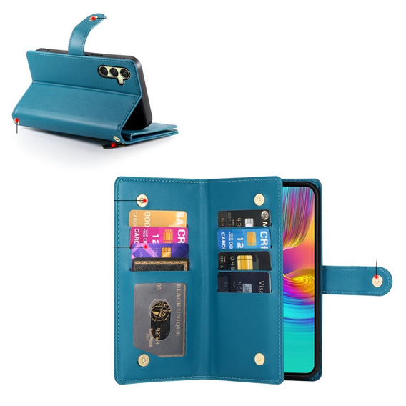 Klopové pouzdro pro Samsung Galaxy A36 5G, Wallet Zipper Pocket, modré