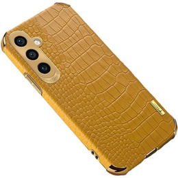Kožené pouzdro pro Samsung Galaxy A35 5G, Crocodile, žluté