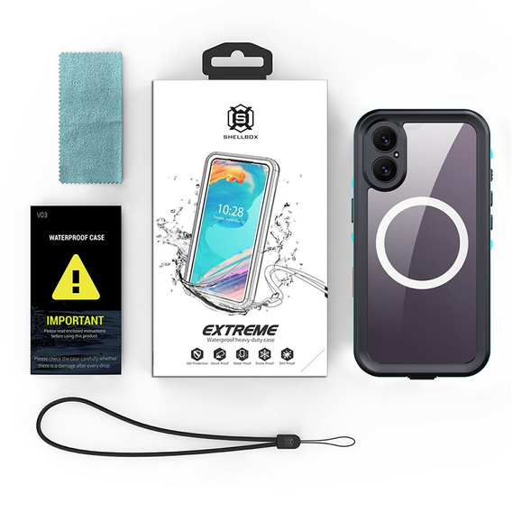 Pouzdro pro iPhone 17, vodotěsné IP68, SHELLBOX MagSafe, černé