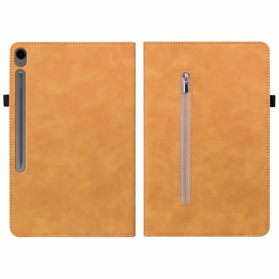 Pouzdro pro Samsung Galaxy Tab S9 FE / S10 FE, Wallet Pen Slot, žlutý